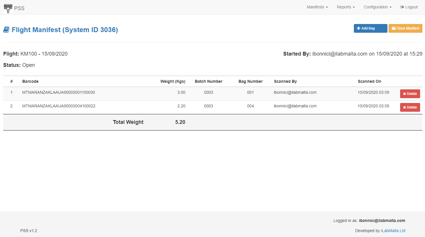 Cargo Flight Manifest Barcode System