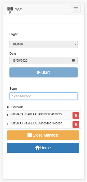 Mail Postal Bag or Sack Barcode Tracking System