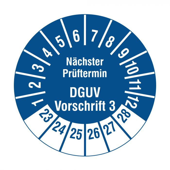 DGUV INSPECTION LABEL (DE) 2023-2028, POLYETHYLENE FOIL 20 MM BLU ...